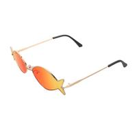 GALPADA Fish Shaped Orange Sunglasses with Multiangled Design, Comfortable PC and Metal Frame, Universal Fit Hawaiian Style Eyewear for Pool Parties and Summer Festivals
