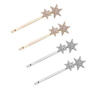 GALPADA Five-Pointed Star Hairpin Set 4pcs Zinc Alloy with Rhinestone Decorative Bobby Pins for Party Hairstyling