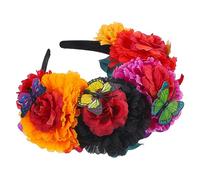 GALPADA Floral Headpiece for Women Day Dead Headband Mexican Style Simulated Flower Headband Festival Accessory