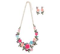 GALPADA Floral Leaf Necklace Earrings Set for Women Jewelry Bridesmaid Wedding Prom Costume Party Accessories Sweet Fresh Style