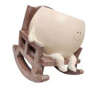 GALPADA Flower Pot with Face Design Resin Rocking Chair Planter Beige Small Figure Easy to Clean and Air Purifying for and Green Plants, for Indoor Home Decor