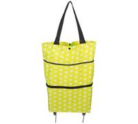 GALPADA Folding Grocery Cart with Foldable Wheels Multipurpose Shopping Trolley Bag Portable and Stylish Foldable Shopping Cart for Market Travel and Personal Use with Green Polka Dot