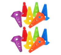 GALPADA Football Training Cones PE Material Hexagonal 12pcs with Integrated Holes 23cm Sports Drill Cones Improves Accuracy and Random Color for Agility Course and Artificial Turf