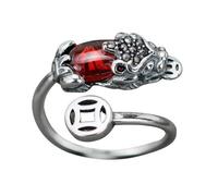 GALPADA Fortune Beast Ring Red Gemstone Decorative Ring for Men for Women for Daily Wear