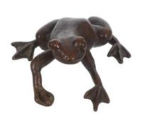 GALPADA Frog-shaped Tea Pet Adornment Retro Copper Tea Pet Brown Copper Desktop Ornament Smooth Surface Stylish Gift for Festival and Art Making
