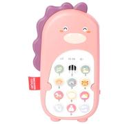 GALPADA Funny Pink Dinosaur Phone for Months Chewable Imitation Mobile Phone with Vibration Early Childhood Bilingual Educational for Hand-eye Coordination and Play