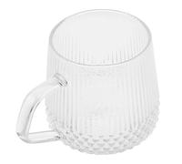 GALPADA Glass Coffee Cup with Handle, Single Layer Glass for Hot Drinks | Vertical Stripe Design, Elegant Modern Style, for Milk, Maple Syrup, Breakfast Table and Outdoor Use