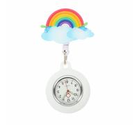 GALPADA Glow The Dark Retractable Watch for Women Fob Clock Removable Cover Cute Rainbow Design for and Doctors Practical Healthcare Professionals