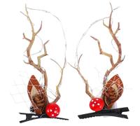 GALPADA Glowing Elk Antlers Hairpins Christmas Hairpin Warm Light Deer Horns Barrette Party Hair Accessories for Adults Festive Holiday Hair Grip