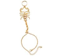 GALPADA Gold Scorpion Ring Bracelet 3D Punk Finger Ring Chain Bracelet Hand Chain Jewelry for Women