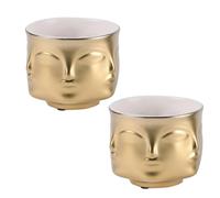 GALPADA Golden Ceramic Flower Pot for Plants with Cold-resistant Painted Pottery Material and High-strength Design, Modern Simplicity Style for Office Décor and Home Furnishing Ornament