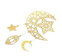 GALPADA Golden Eid Mubarak Hanging Decor Lightweight Pvc Star and Moon Ornament for Islamic Wall and Window Decoration, Easy to Hang Ramadan Muslim Party Supplies