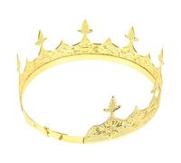 GALPADA Golden Lightweight Alloy Men's Crown for Halloween and Stage Performance, Elegant round Prince Crown for Birthday, Cosplay, and Party Dress up Accessories