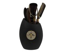 GALPADA Gong Fu Tea Set Accessories and Excellent Craft Chic Look 6pcs with Ceramic Wood and Copper Materials for Tea Ceremony