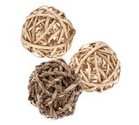 GALPADA Grass Ball Chew Natural Rattan Material 3pcs for Rabbits and Guinea Pigs with Easy to Grip Design, Minimising Destructive Habits, Suitable for Cages and Anywhere the Home