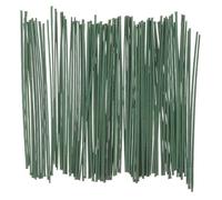 GALPADA Green Floral Stems 6 Inch Wire Sticks for Artificial Flowers 200pcs with Flexible Iron Wire and Rubber Coating for Floral Modeling and Festival Garland Making, Providing Secure