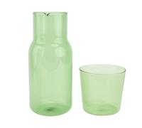 GALPADA Green High Borosilicate Glass Decanter Set with Water Bottle and Cup Large Capacity Reusable Drinking Glass for Office and Parties