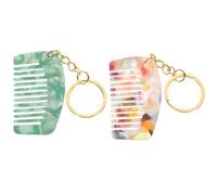 GALPADA Hair Combs with Trendy Pattern, Versatile Accessory 2pcs Portable Wide Tooth Keychains Made of Acetate Board for Travel and Daily Use