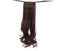 GALPADA Hair Extension Wig Ponytail Long Curly Wavy Synthetic Drawstring Ribbon Hairpiece for Women Girls Ladies Dark Brown 48cm Natural Looking for Daily Party Cosplay