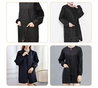 GALPADA Hairdresser Cape with Pockets Polyester Salon Robe Protector for Hair Cutting Dyeing and Styling in Barbershops and Hair Salons Black Stain-Resistant Workwear