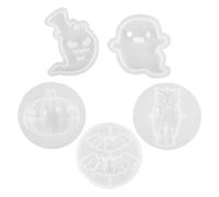 GALPADA Halloween Silicone Resin Molds Kit 5pcs Including Ghost Pumpkin Bat Owl Skull Shapes, Deformation Resistant Silicone Material for Creative Decoration at Halloween Parties