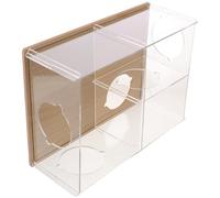 GALPADA Hamster Landscaping Platform Hideout Acrylic Habitat Bath Box for Chinchilla Dwarf Gerbils Wooden Lid