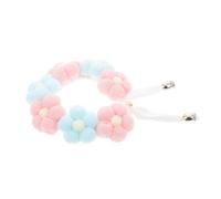 GALPADA Hand Knitted Pet Collar for Cat and Dog Lightweight Adjustable Pink Woolen Yarn Flower Shape Pet Costume Accessory Lovely Fashionable Design