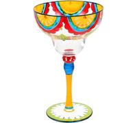 GALPADA Hand-Painted Margarita Glass Artistic Painted Cocktail Glassware Stained Crystal Glass Unique Barware for Dining Table Decoration