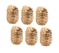 GALPADA Hand-woven Bamboo Bird Nest with Hooks, 6pcs Rustic Outdoor Bird Shelter, Handmade Creative Birdhouse for Garden and Backyard Wildlife