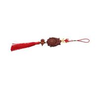 GALPADA Handcrafted Peach Wood Feng Shui Bagua Mirror Ornament with Animal Head Concave Design Tassel Gourd and Ingot Pendant for Home Protection Wealth and Prosperity Charm