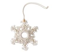 GALPADA Handcrafted White Star-shaped Car Pendant Decor Lightweight Cotton Rope Hanging Ornament with Detailed Workmanship for Christmas Bag and Car Accessories