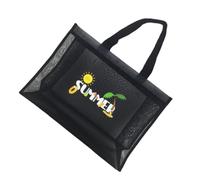 GALPADA Handheld Pouch Swimming Pouch Beach Bag, Nylon and Net Yarn, Black, Large-capacity Storage, Shopping and Travel