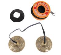 GALPADA Handmade Religious Percussion Instrument Brass Cymbal Bell with Storage Bag - Eight Treasures Auspicious Pattern Design for Yoga Meditation and Spiritual Ceremony