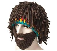 GALPADA Handmade Wig Beard Hat Fluffy Beanies for Men Women Knitted Wool Cap Warm Winter Knit Mask Beanies