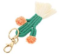 GALPADA Handwoven Macrame Cactus Keychain Pendant in Green with Zinc Alloy and Cotton Rope, Easy to Clip Decorative Bohemian Keyring Accessory for Bags and Car Keys