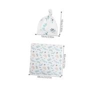 GALPADA Hat and Headband Newborn Receiving Wrap with Name Sign and Wooden Month Marker Eucalyptus Leaf Design Soft Polyester for Photography and Comfort