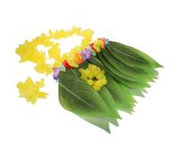 GALPADA Hawaiian Luau Costume for Women Comfortable Adult Grass Skirt with Classic Flower Garland and Leaf Skirt Lightweight Tropical Party Outfit for Luau Beach Events