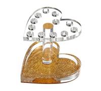 GALPADA Heart Shaped Nail Art Pen Holder with Metallic Base Nail Brush Tool Holder to Prevent Mess and Keep Desk Organised for Gel Polish Brushes