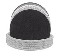 GALPADA Heat Resistant Cotton Round Placemats with Basket High Temperature Tolerant Trivets for Dining Table and Kitchen Accessories Grey Dinner Coasters
