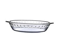 GALPADA Heat-resistant Glass Baking Tray Round Microwave Safe Tempered Glass Plate for Household Roasting and Serving Non-toxic Transparent Dish with Smooth Edges Withstands