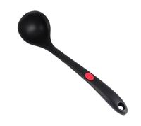 GALPADA Heat Resistant Silicone Cooking Spoon with Ergonomic Handle, Non Stick Black Kitchen Utensil for Soup Serving and Stirring in Home or Restaurant