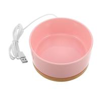 GALPADA Heated Pet Bowl for Cats and Ducks, Ceramic and Wood round Thermal Water Bowl with Consistent Warm Water, Maintains Constant Temperature, for Outdoor Cold Weather Use