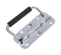 GALPADA Heavy Duty Iron Folding Tool Handle with Ergonomic Spring Design, Silver Foldable Suitcase Carry Handle for Easy Storage and Sturdy Use in Toolbox and Chest Applications