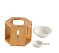 GALPADA Hexagonal Ceramic Bamboo Essential Oil Burner Tealight Wax Warmer Aromatherapy Diffuser for Home Yoga Bedroom Kitchen Decor