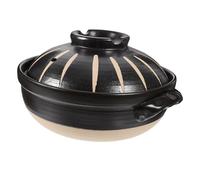 GALPADA High Temperature Resistant Ceramic Casserole Pot with Lid for Stewing Soup Cooking Japanese Style Kitchenware Household Cookware Black