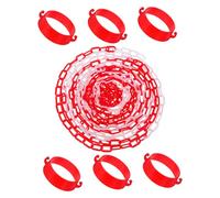 GALPADA High Visibility Traffic Safety Chain Connector Kit Red White Plastic Linking Rings with Cone Hooks Multi Use Barrier Link for Parking Construction Road Driveway Management