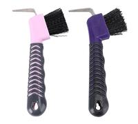 GALPADA Horse Hoof Picks with Brush 2pcs Set Portable Hoof Cleaning Tools with Handle for Horse Grooming and Horseshoe Maintenance for Equestrian Care Random Color