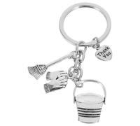 GALPADA Housekeeping Appreciation Keychain with Water Bucket Broom and Work Gloves Charms for Cleaners and Janitorial Staff Gift