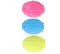 GALPADA Interactive Dog Squeaky Rugby Teething Balls Stimulates Chewing Instincts 3pcs Made of Sturdy Tpr Material for Small Dogs and Puppies for Indoor and Independent Play