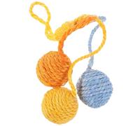GALPADA Interactive Indoor Cat Sisal Balls Hanging Trio in Blue, Orange, Yellow - Pet Scratching Ball Set for Kitten Exercise and Home Play
